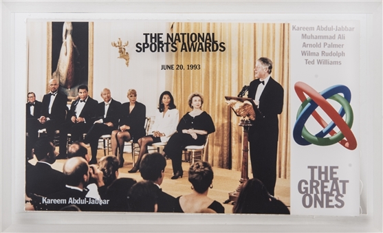 The Great Ones: 1993 The National Sports Award Photo In Lucite Presented To Kareem Abdul-Jabbar (Abdul-Jabbar LOA)